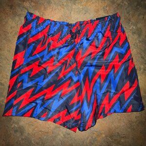 DSG‎ Youth Athletic Fit Train Shorts, XS, Red & Blue Zigzag Pattern